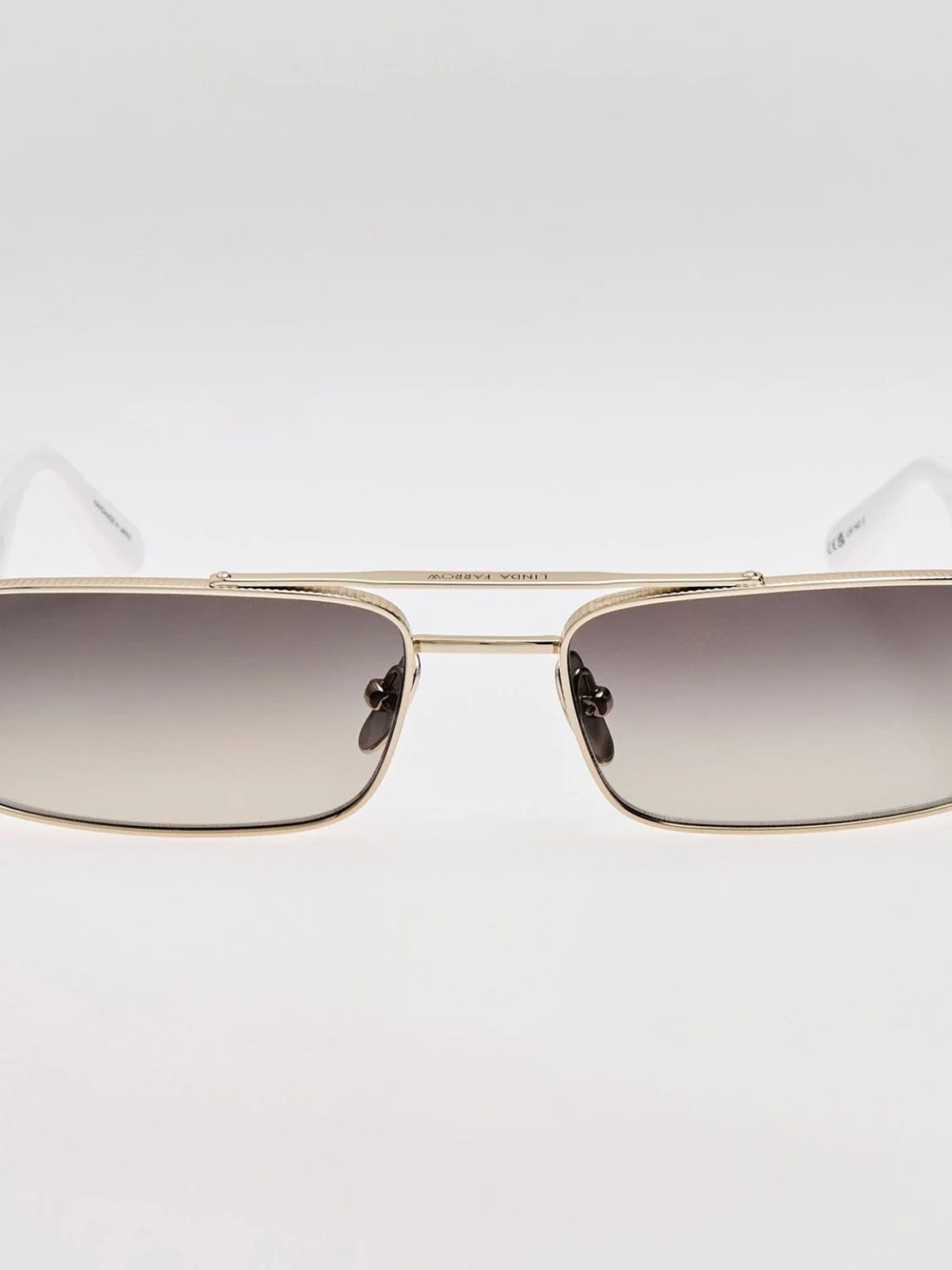 Linda Farrow Joey Sunglasses in 22k white gold and grey
