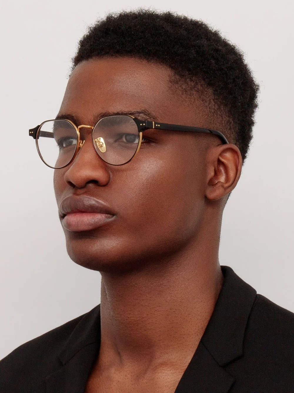Linda Farrow Jonathan Angular Optical Frame, black, view 4