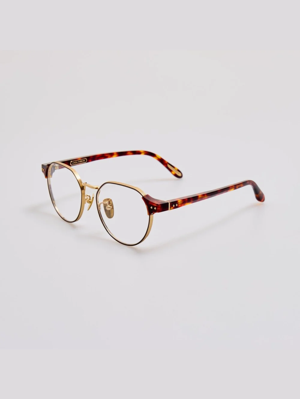 Linda Farrow Jonathan Angular Optical Frame, dark tortoiseshell, view 2