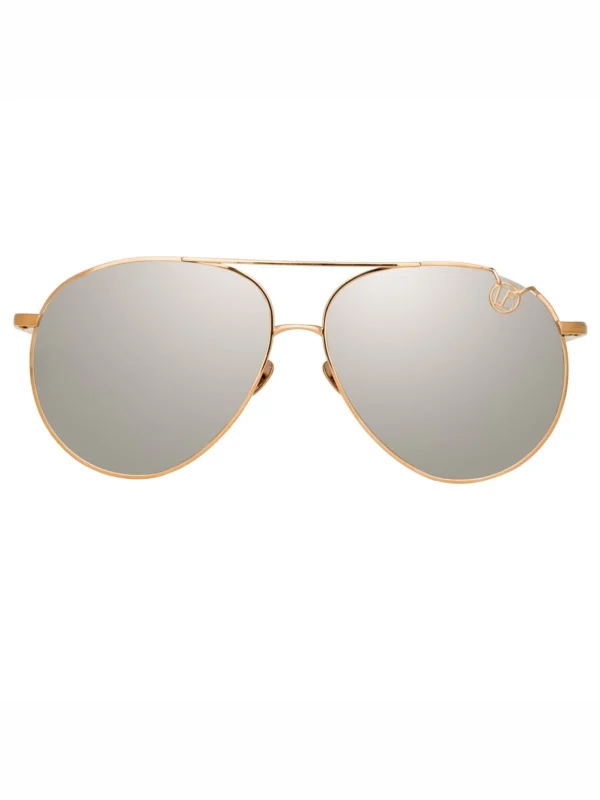 Linda Farrow Joni Sunglasses in 18K Rose Gold and Platinum