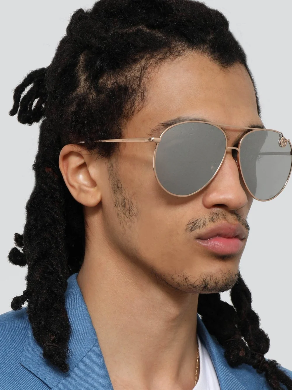 Linda Farrow Joni Sunglasses, 18k rose gold and platinum, view 4