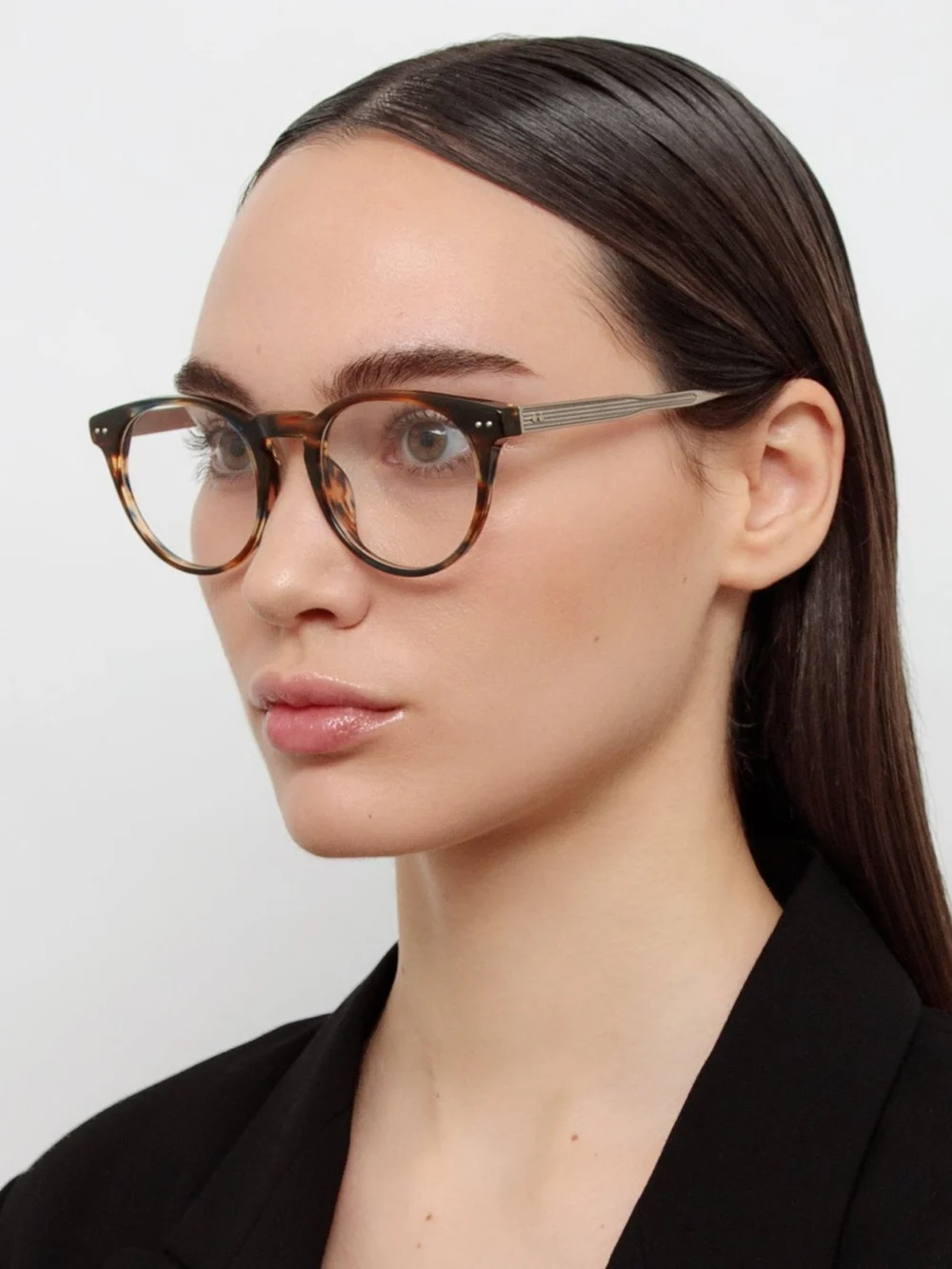 Linda Farrow Kaan Optical Frame, earth horn, view 3