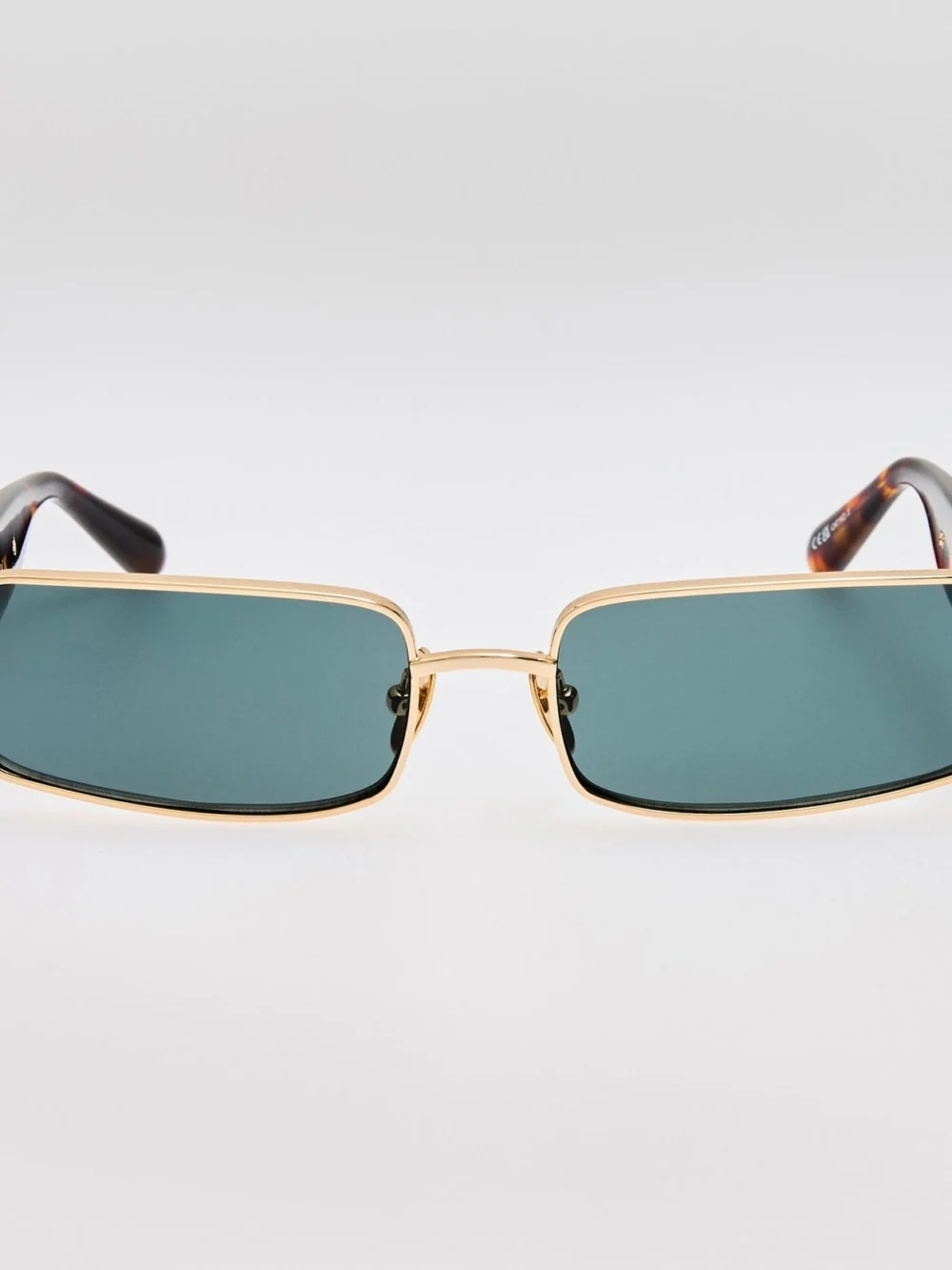 Linda Farrow Kaia Sunglasses in 22k gold and green