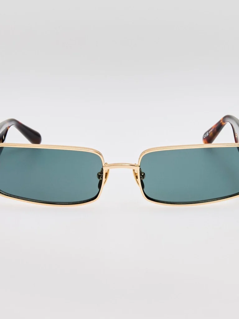 Linda Farrow Kaia Sunglasses in 22K Gold and Green