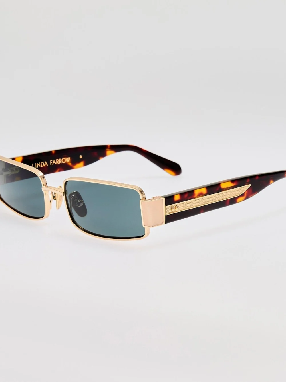 Linda Farrow Kaia Sunglasses, 22k gold and green, view 2