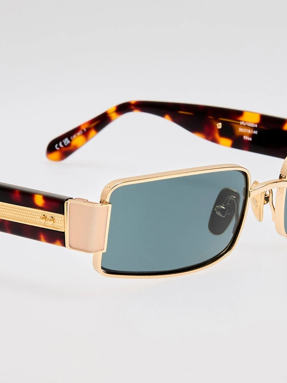 Linda Farrow Kaia Sunglasses, 22k gold and green, view 5