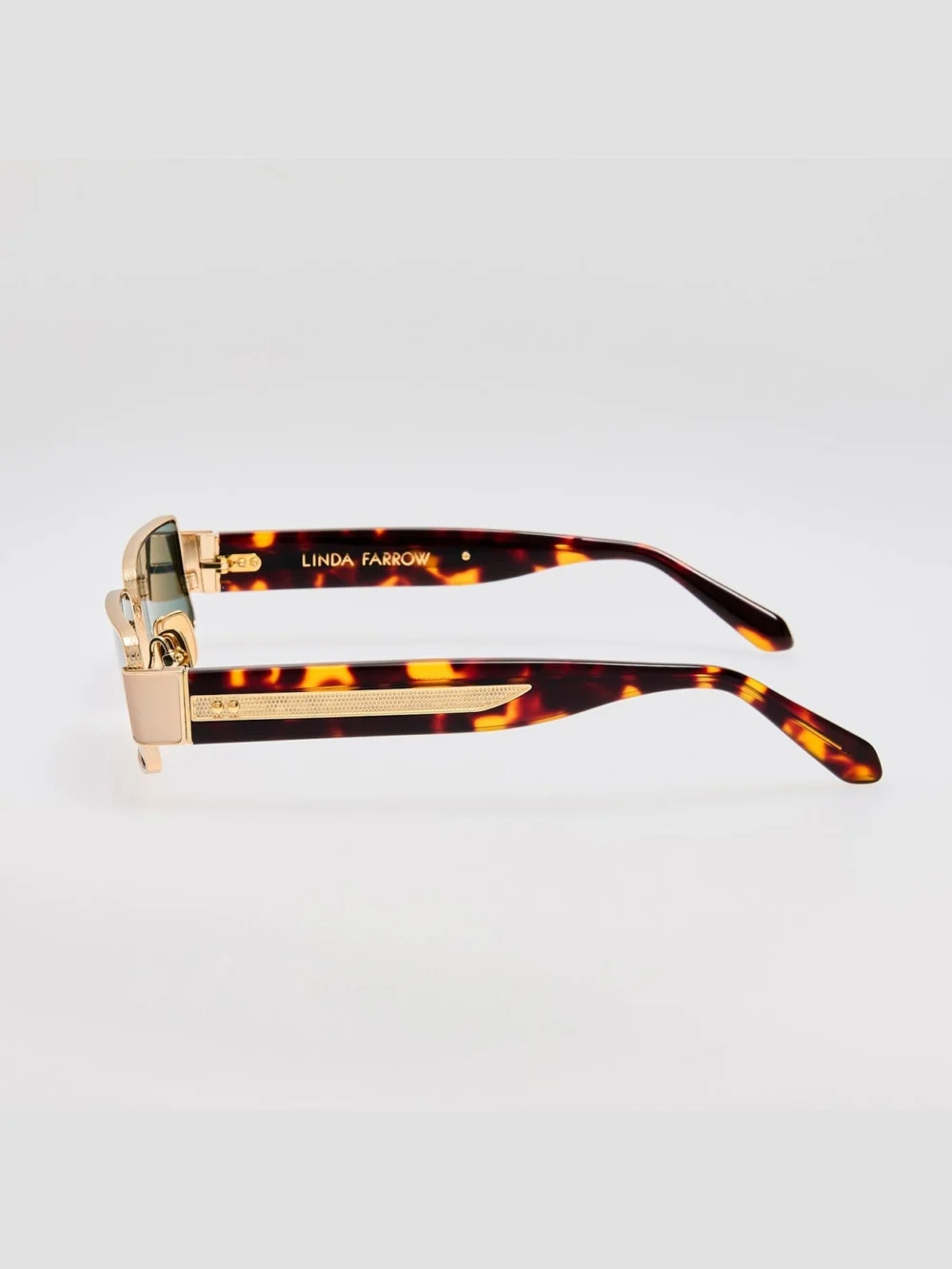 Linda Farrow Kaia Sunglasses, 22k gold and green, view 6