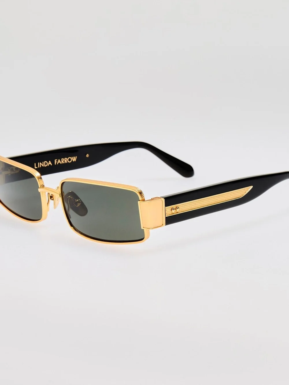 Linda Farrow Kaia Sunglasses, 22k gold and grey, view 2