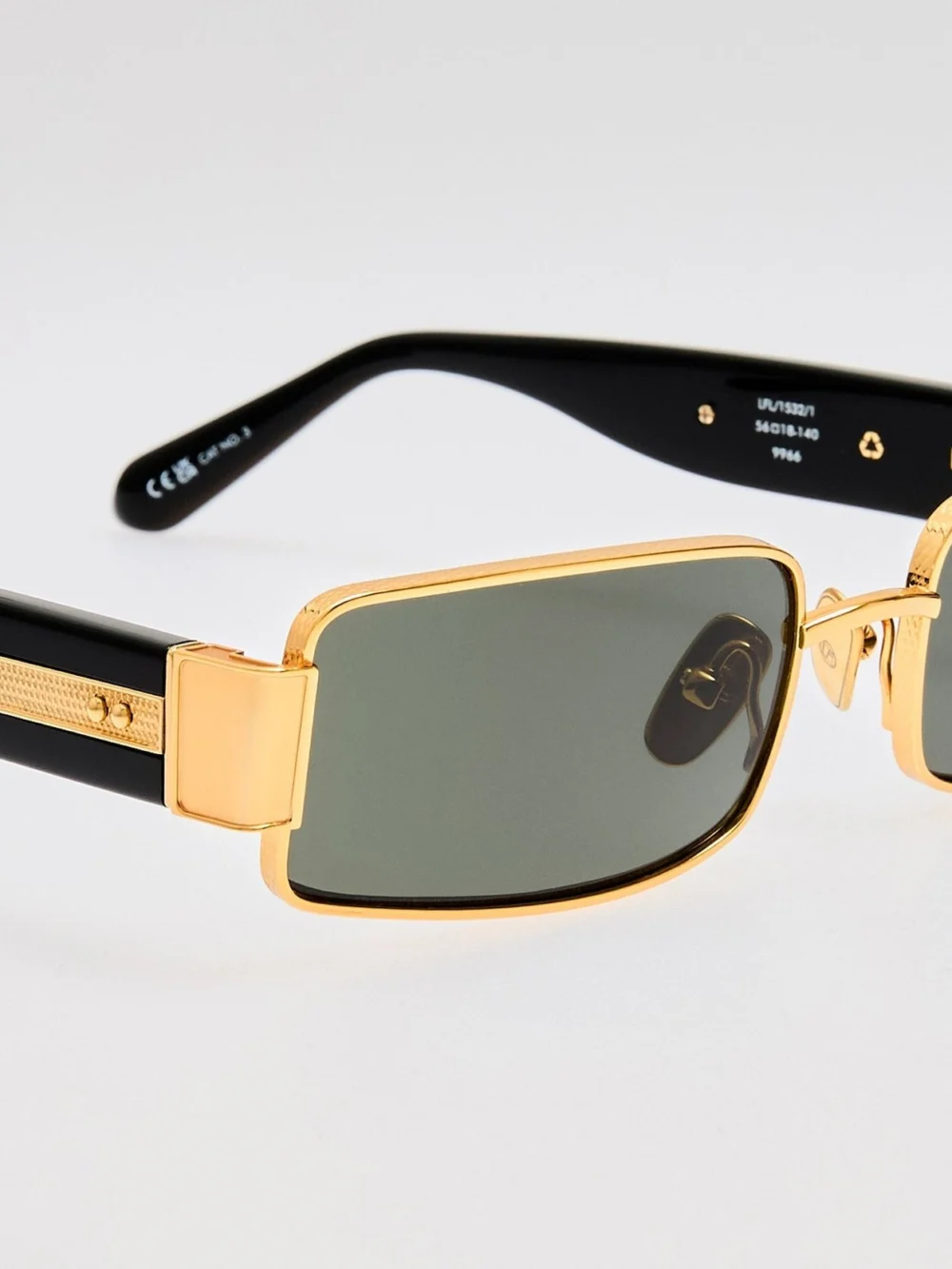 Linda Farrow Kaia Sunglasses, 22k gold and grey, view 5