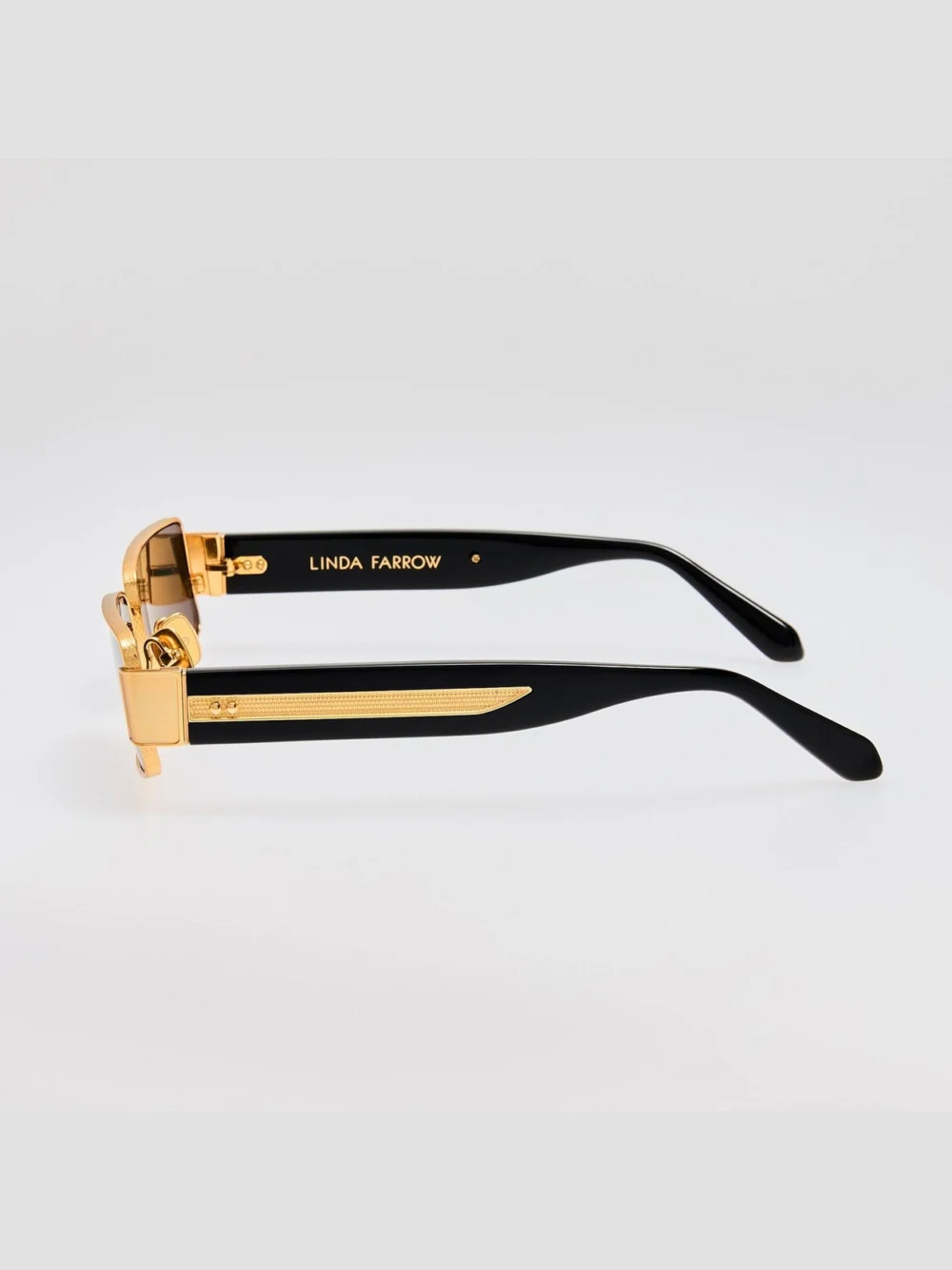 Linda Farrow Kaia Sunglasses, 22k gold and grey, view 6