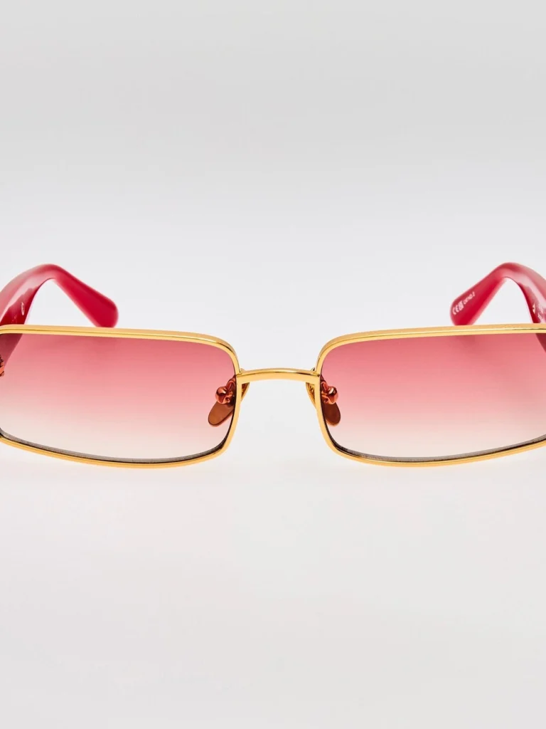 Linda Farrow Kaia Sunglasses in 22K Gold and Red