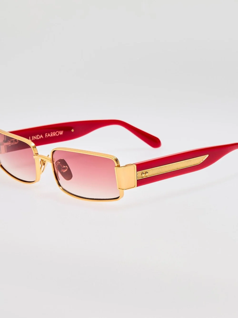 Linda Farrow Kaia Sunglasses, 22k gold and red, view 2