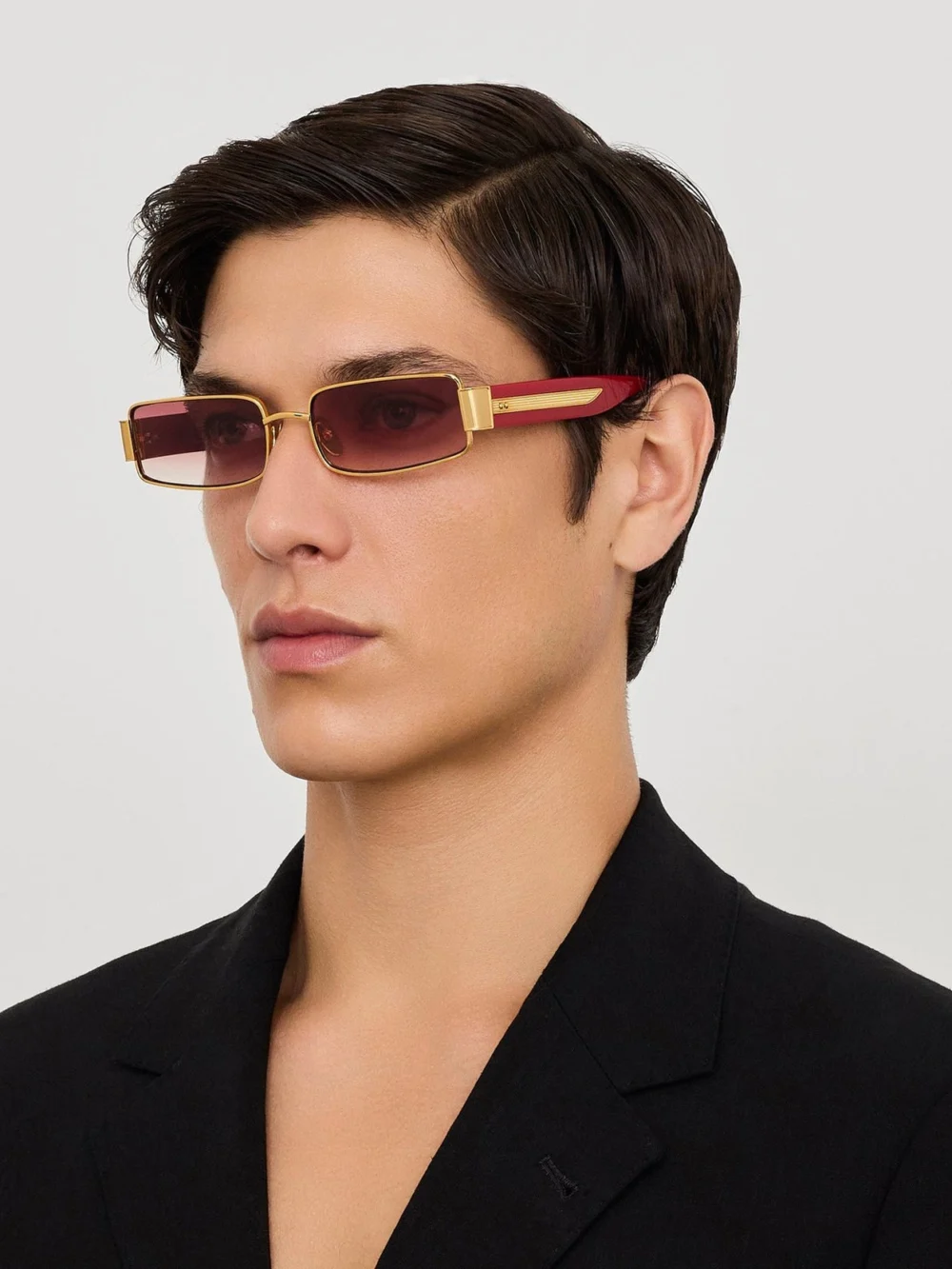 Linda Farrow Kaia Sunglasses, 22k gold and red, view 4