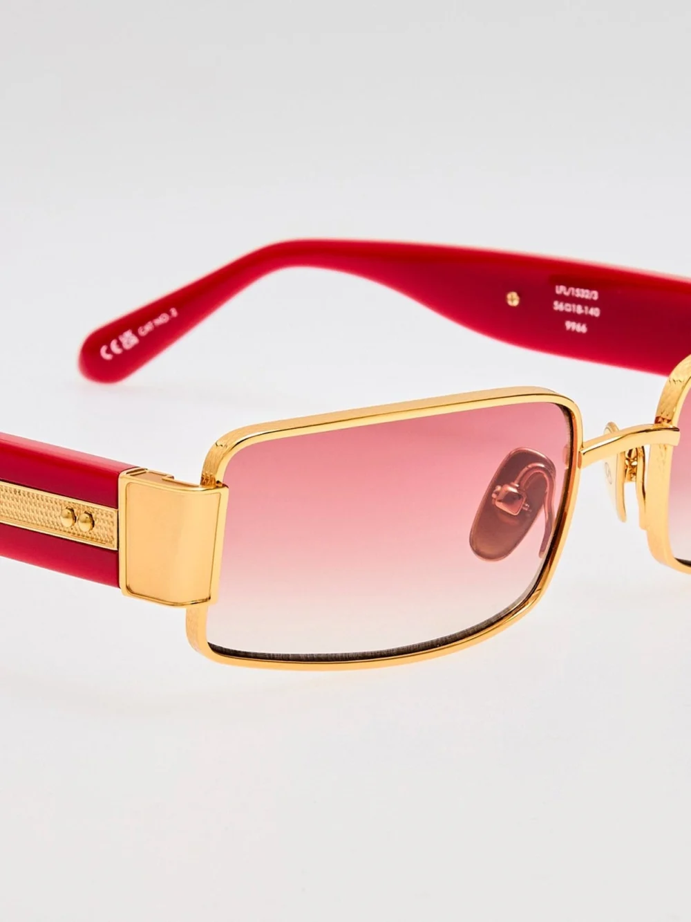 Linda Farrow Kaia Sunglasses, 22k gold and red, view 5