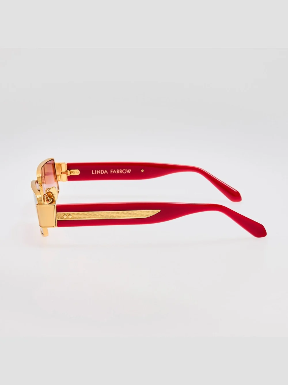 Linda Farrow Kaia Sunglasses, 22k gold and red, view 6