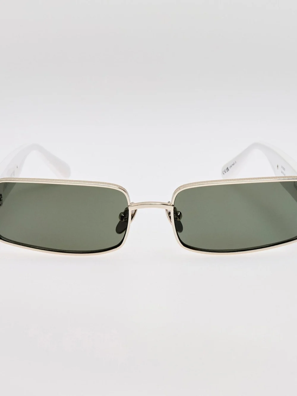 Linda Farrow Kaia Sunglasses in 22k white gold and grey