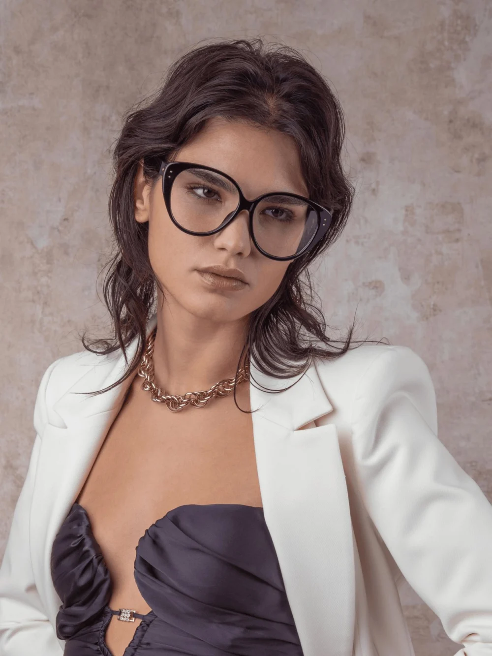Linda Farrow Katia Optical Frame, black, view 5