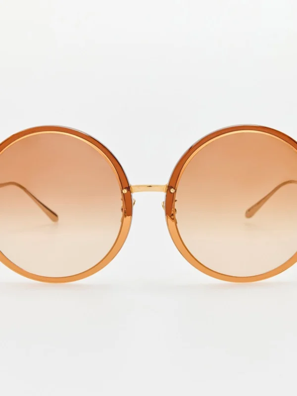 Linda Farrow Kew Sunglasses in 22K Gold and Brown