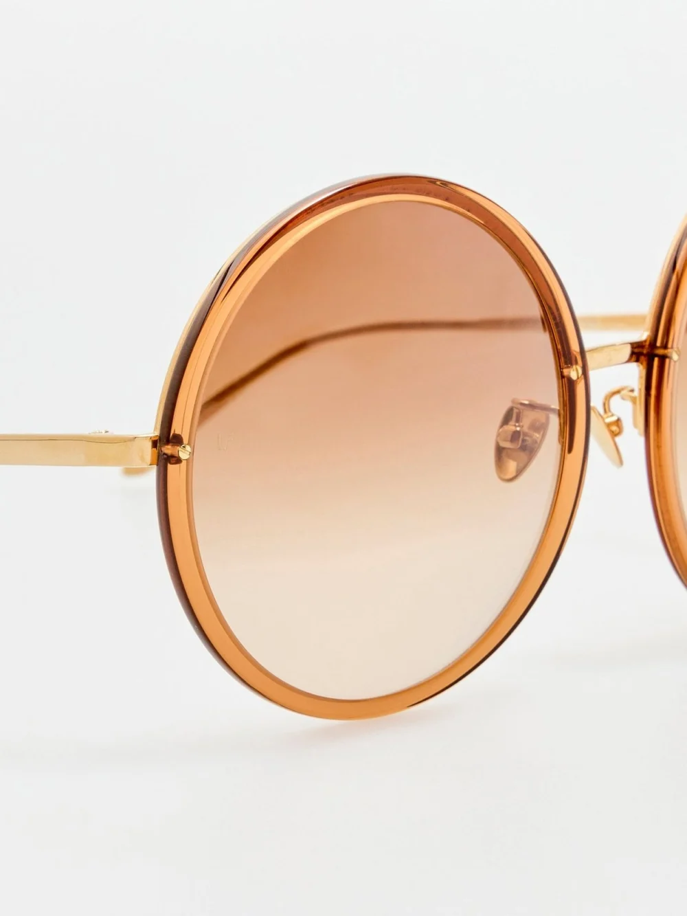Linda Farrow Kew Sunglasses, 22k gold and brown, view 4