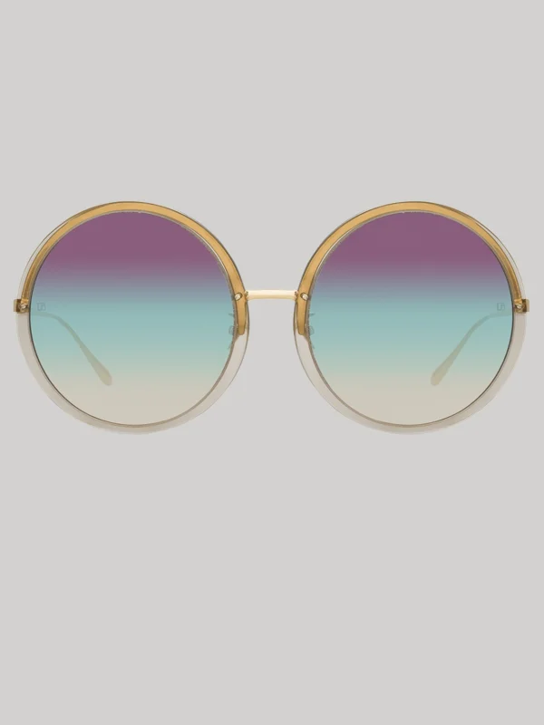 Linda Farrow Kew Sunglasses in 22K Gold and Purple