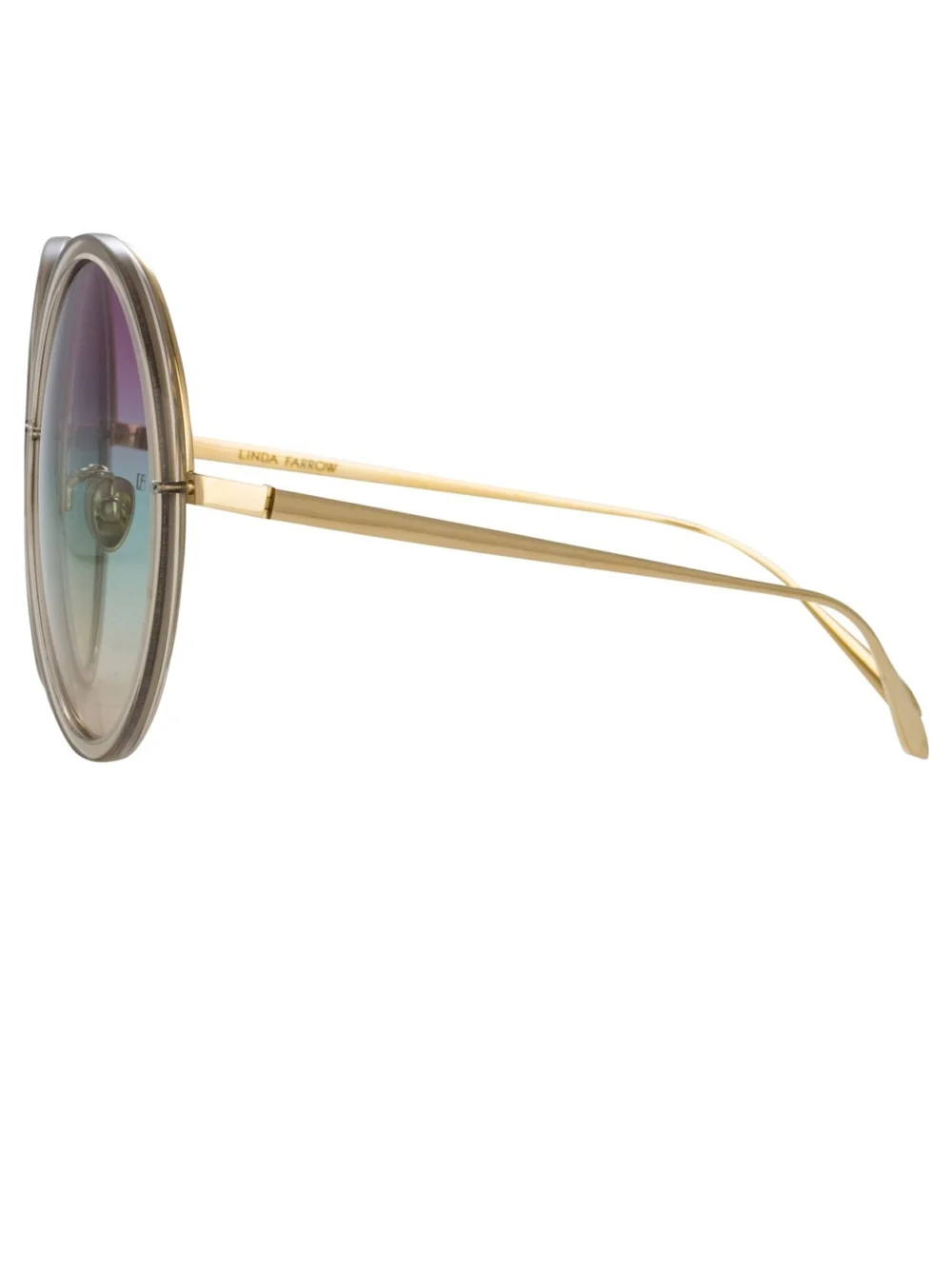 Linda Farrow Kew Sunglasses, 22k gold and purple, view 2