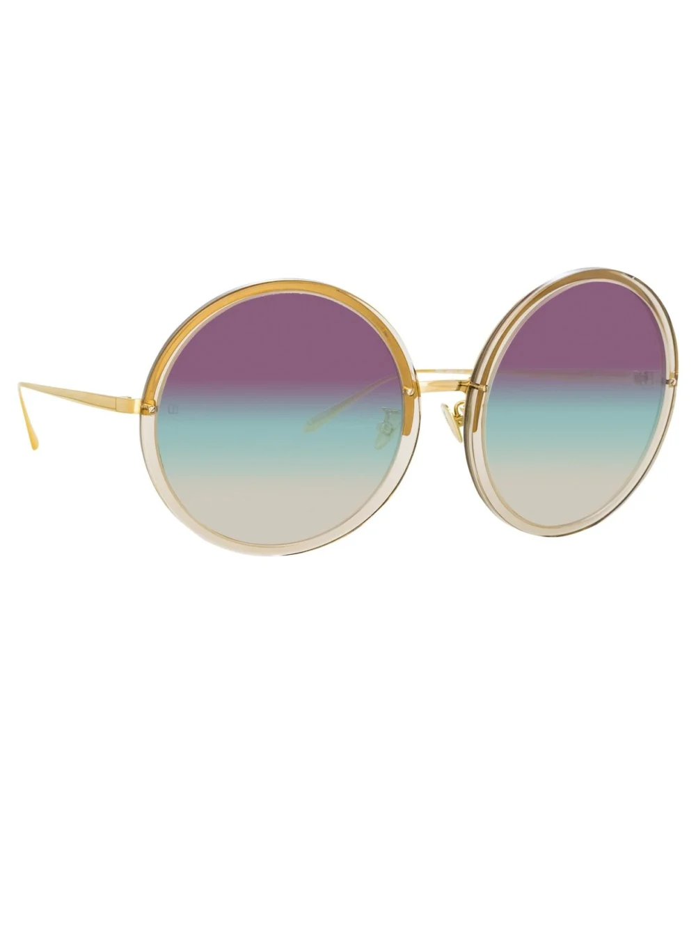 Linda Farrow Kew Sunglasses, 22k gold and purple, view 3