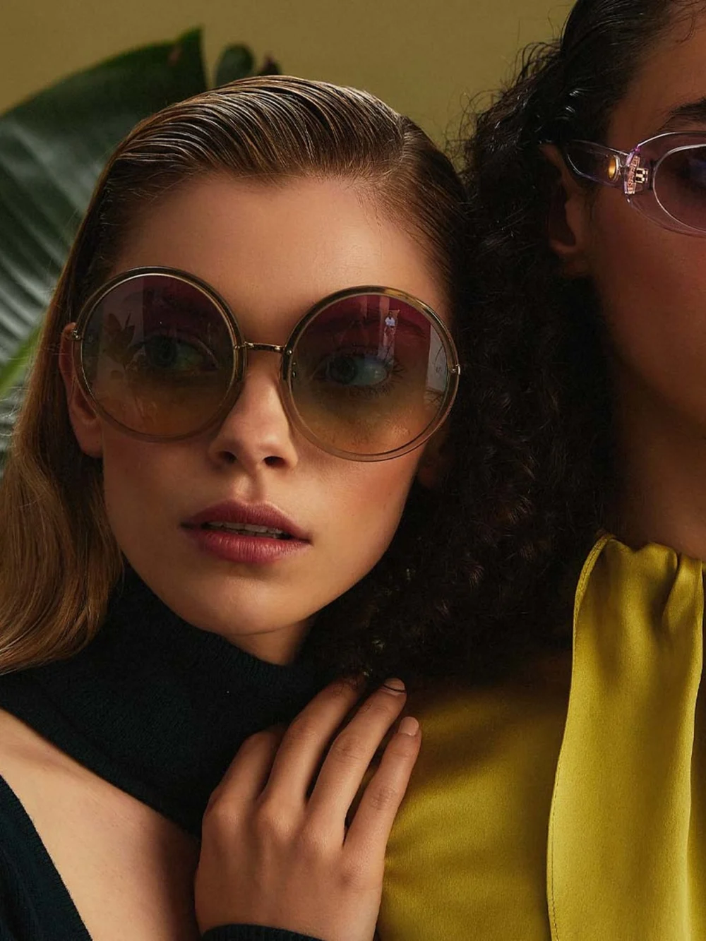 Linda Farrow Kew Sunglasses, 22k gold and purple, view 5