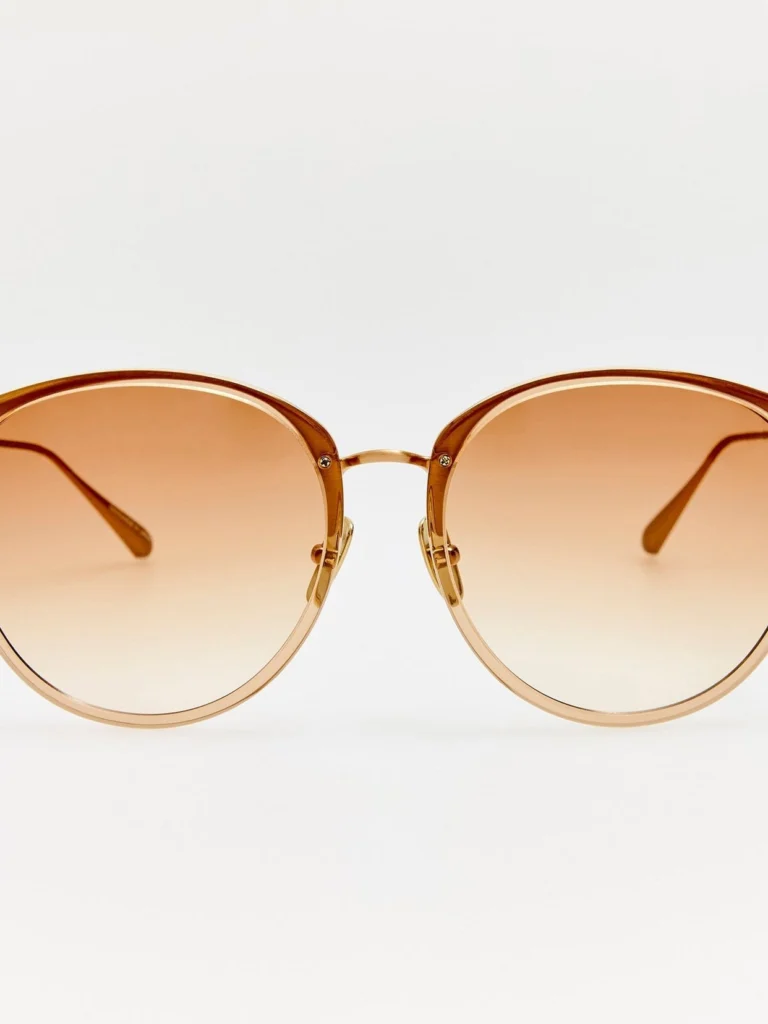 Linda Farrow Kings Sunglasses in 22K Gold and Camel