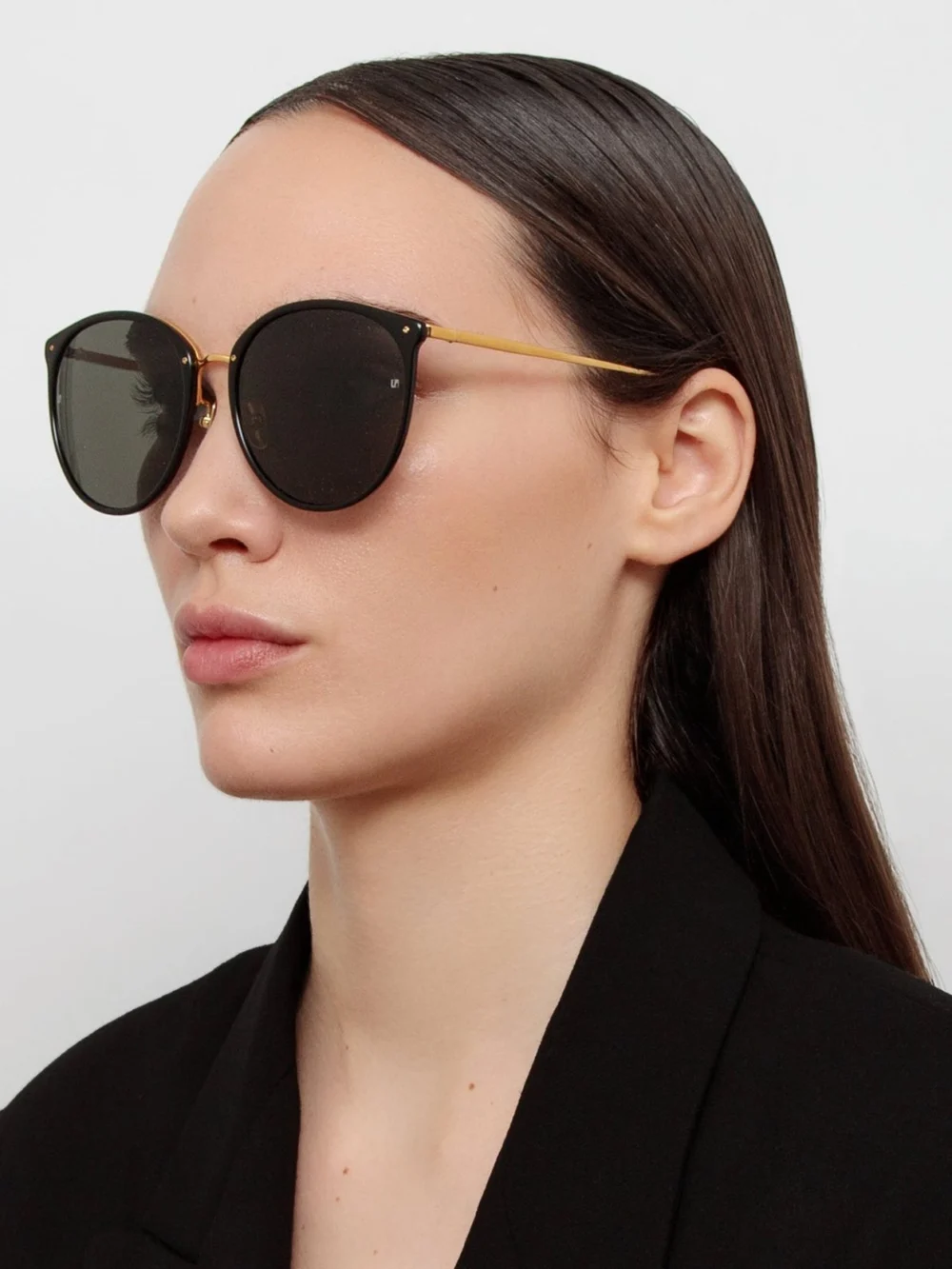 Linda Farrow Kings Sunglasses, black, view 3