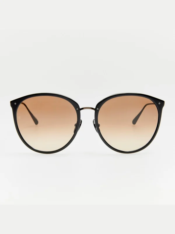 Linda Farrow Kings Sunglasses in Matt Nickel and Mocha