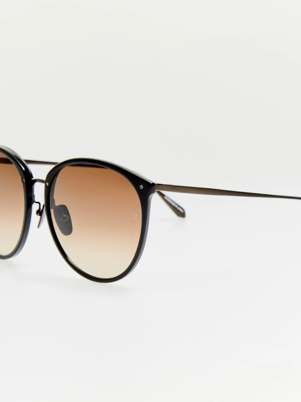 Linda Farrow Kings Sunglasses, matt nickel and mocha, view 3
