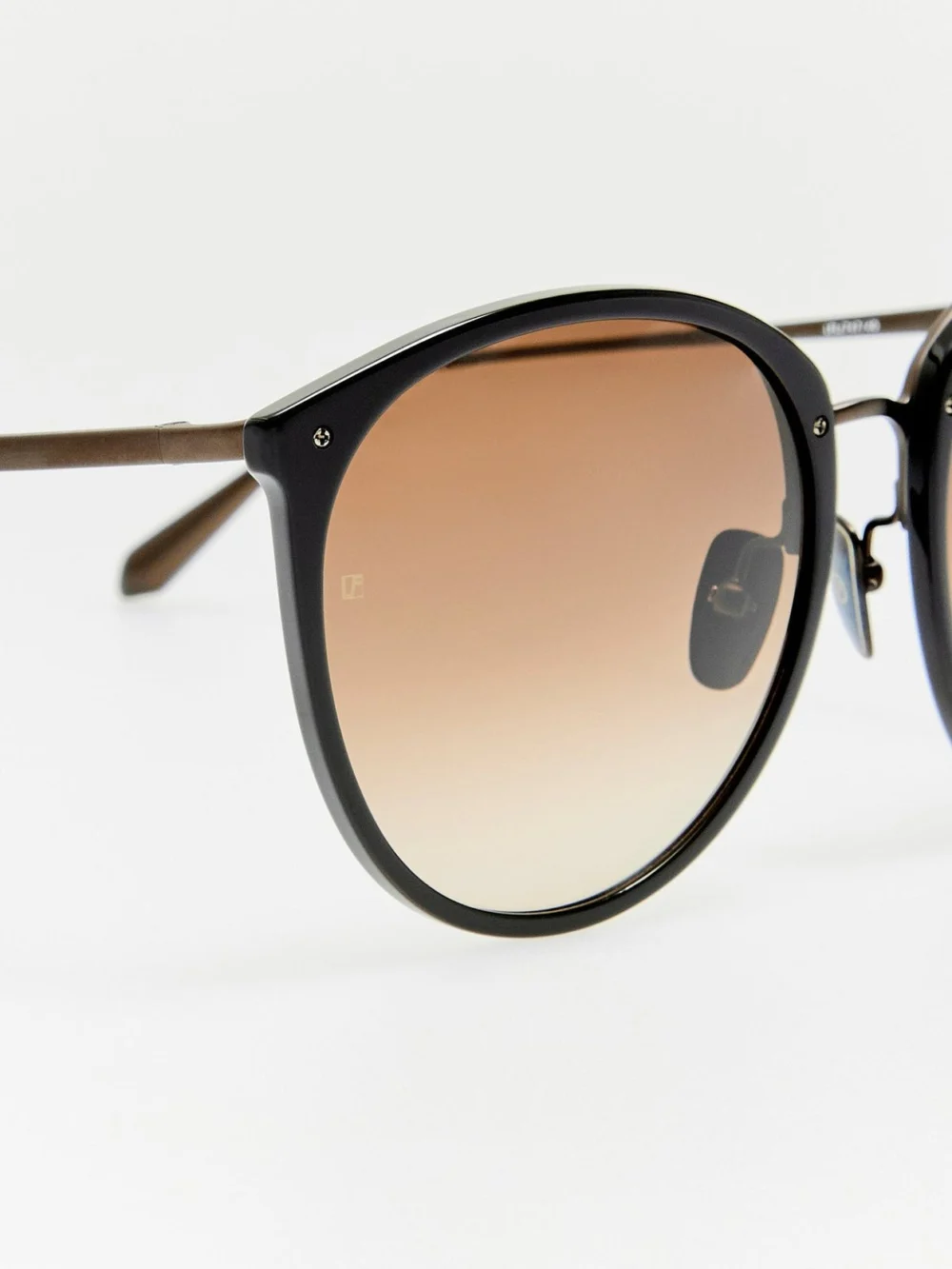 Linda Farrow Kings Sunglasses, matt nickel and mocha, view 4