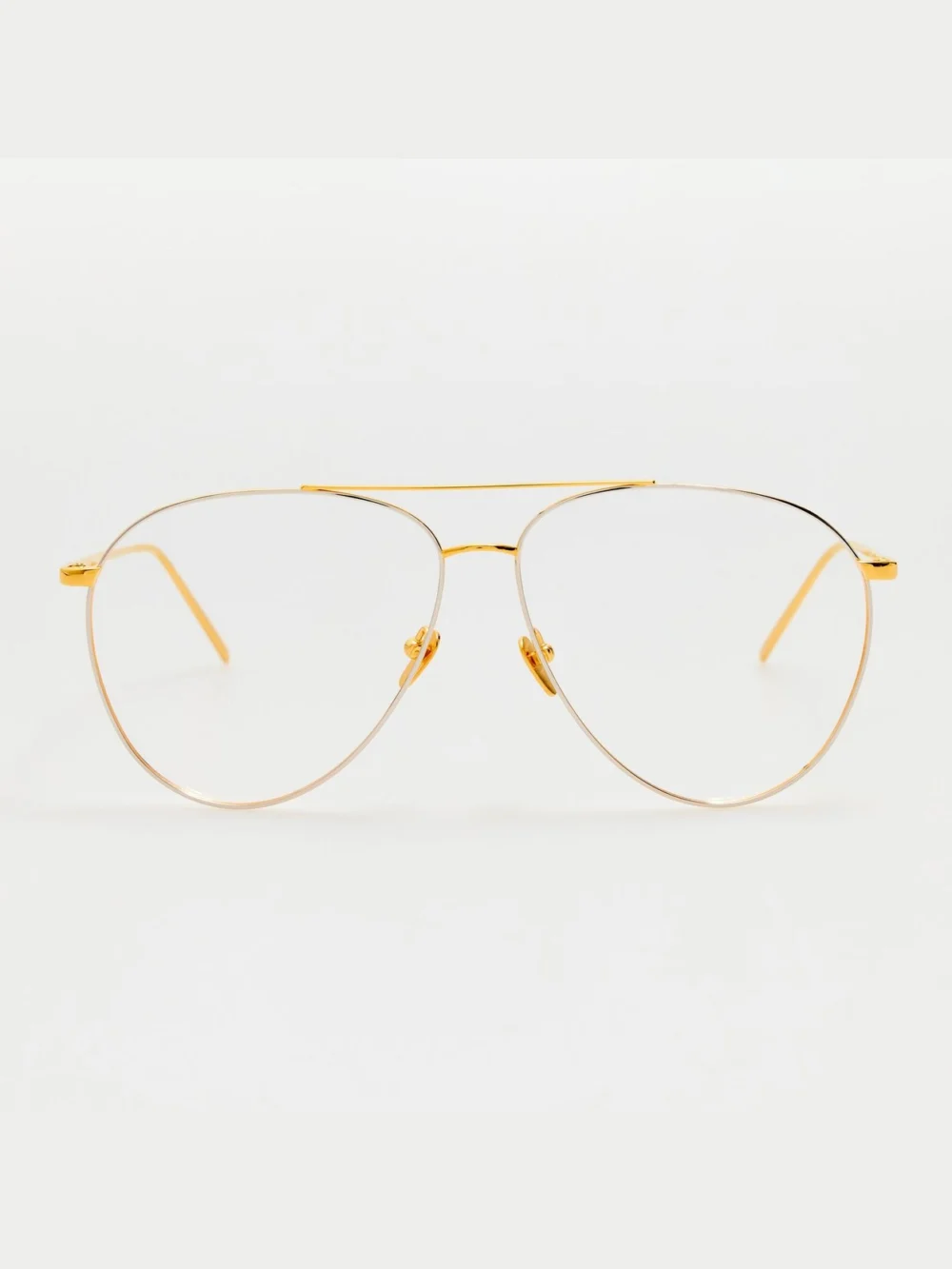 Linda Farrow Kirk Aviator Optical Frame in 22k yellow gold