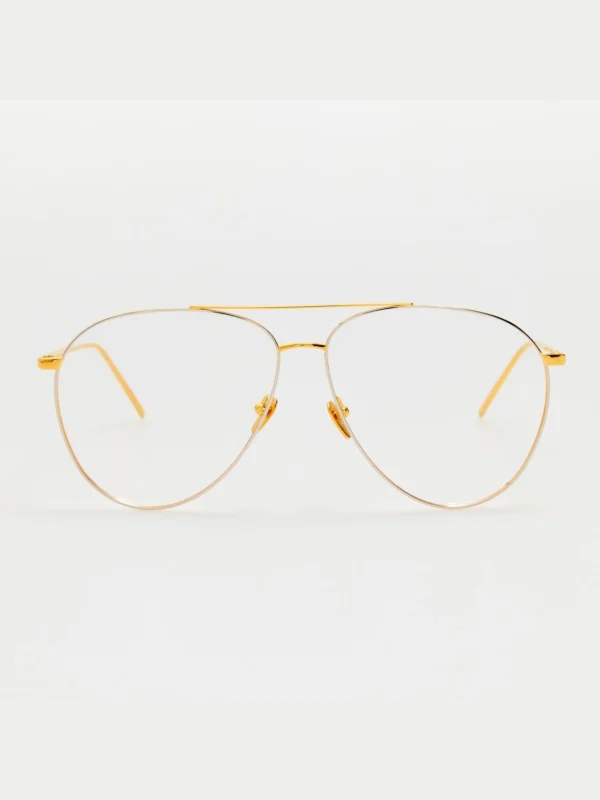 Linda Farrow Kirk Aviator Optical Frame in 22K Yellow Gold
