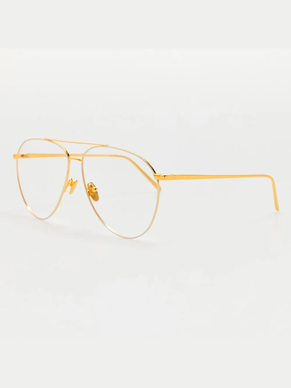 Linda Farrow Kirk Aviator Optical Frame, 22k yellow gold, view 2