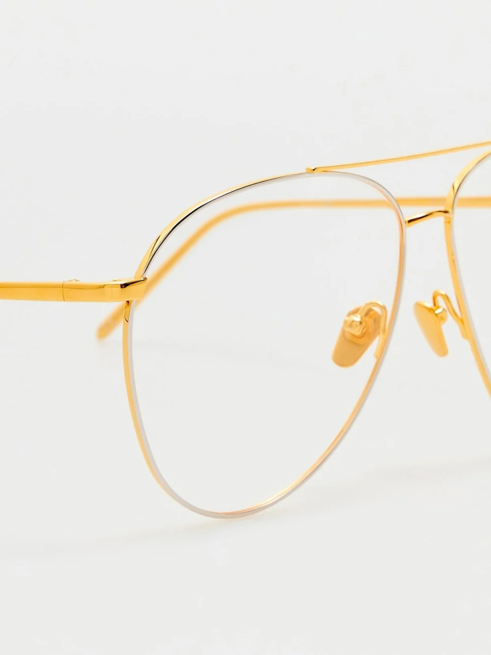 Linda Farrow Kirk Aviator Optical Frame, 22k yellow gold, view 3
