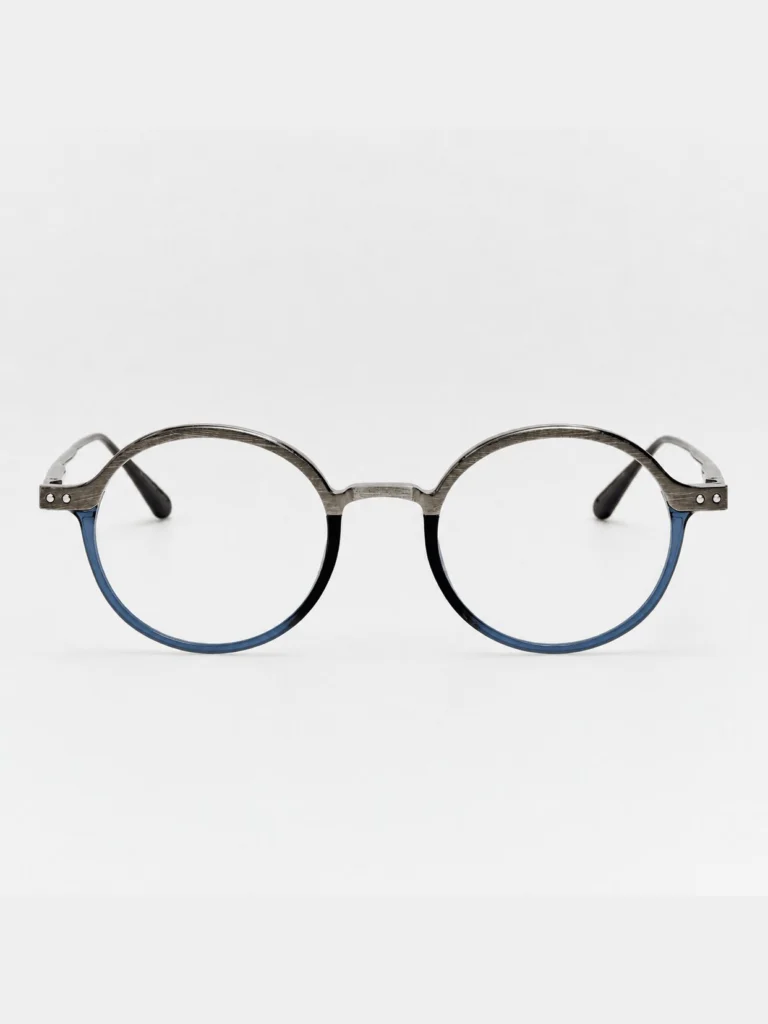 Linda Farrow Kit Optical in Antique White Gold and Navy