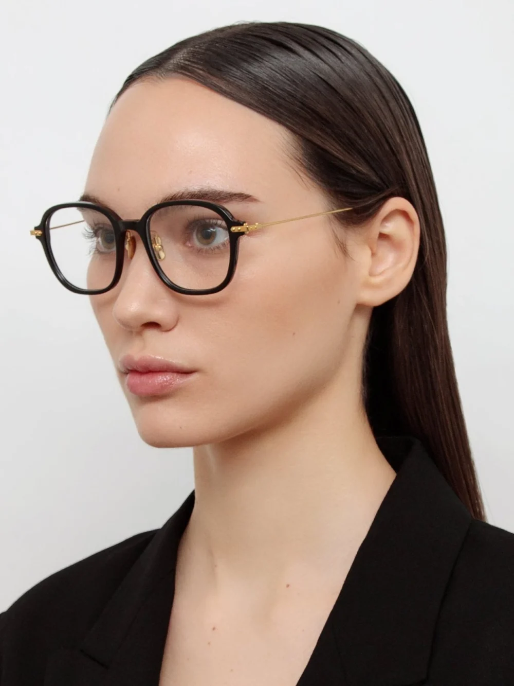 Linda Farrow Lane Square Optical Frame, black, view 3