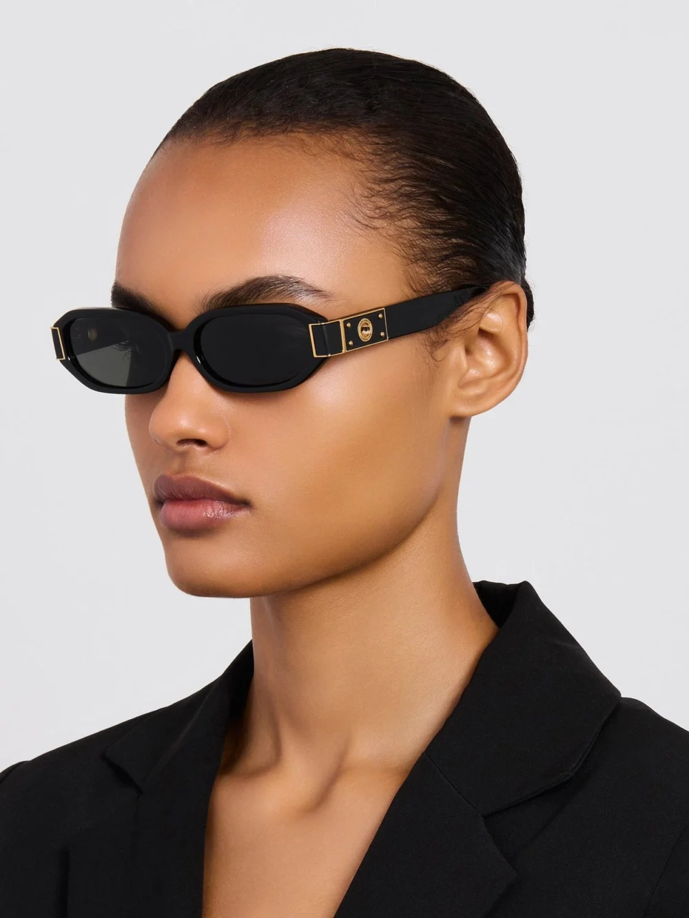 Linda Farrow Laura Sunglasses, black, view 3