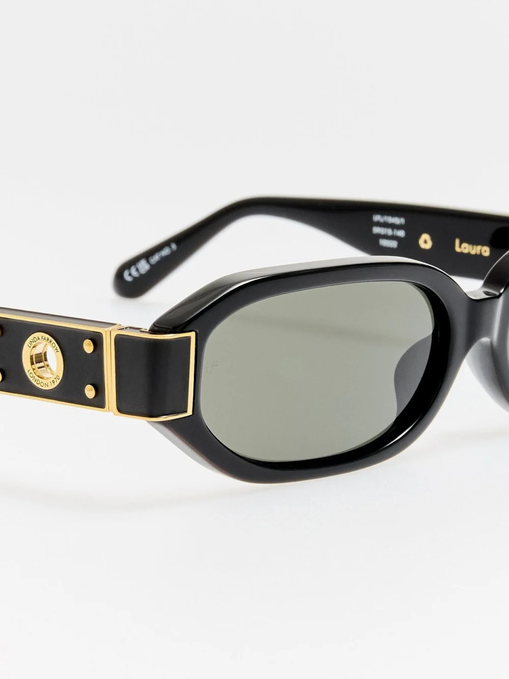 Linda Farrow Laura Sunglasses, black, view 4