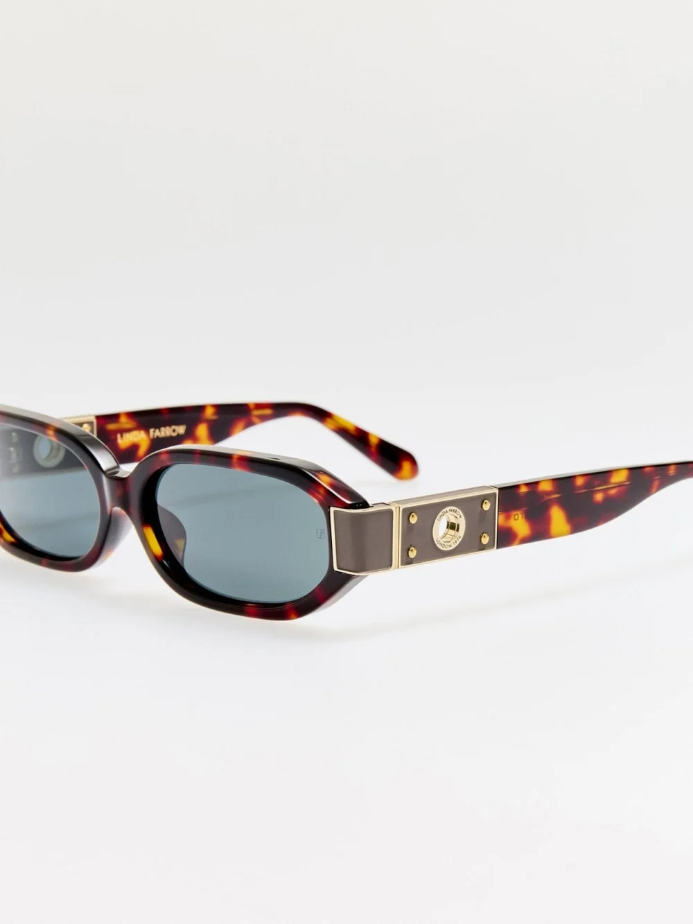 Linda Farrow Laura Sunglasses, dark tortoiseshell, view 2