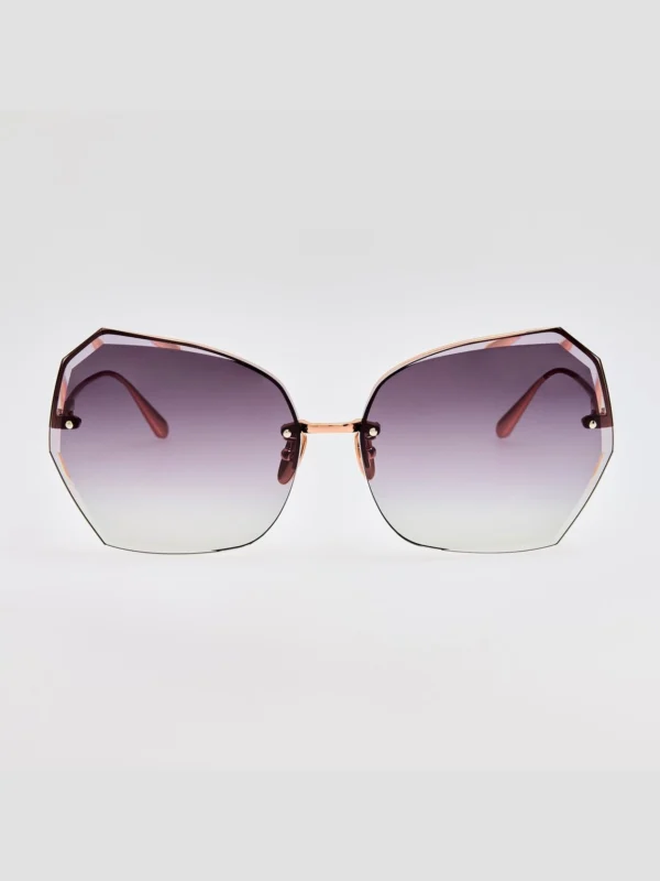 Linda Farrow Lila Sunglasses in 18K Rose Gold and Grey