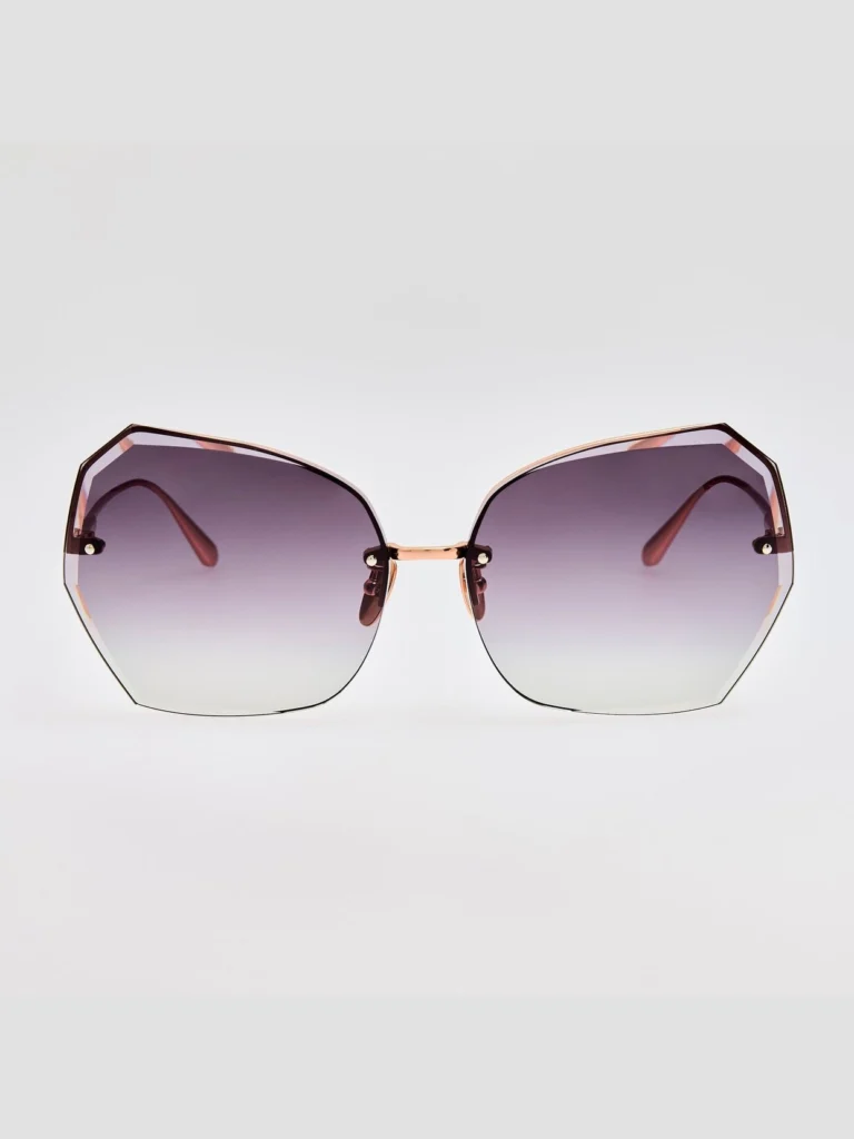 Linda Farrow Lila Sunglasses in 18K Rose Gold and Grey