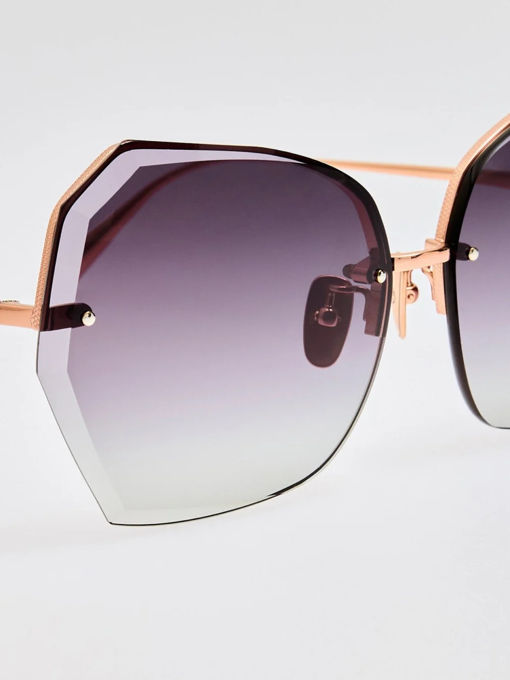 Linda Farrow Lila Sunglasses, 18k rose gold and grey, view 4