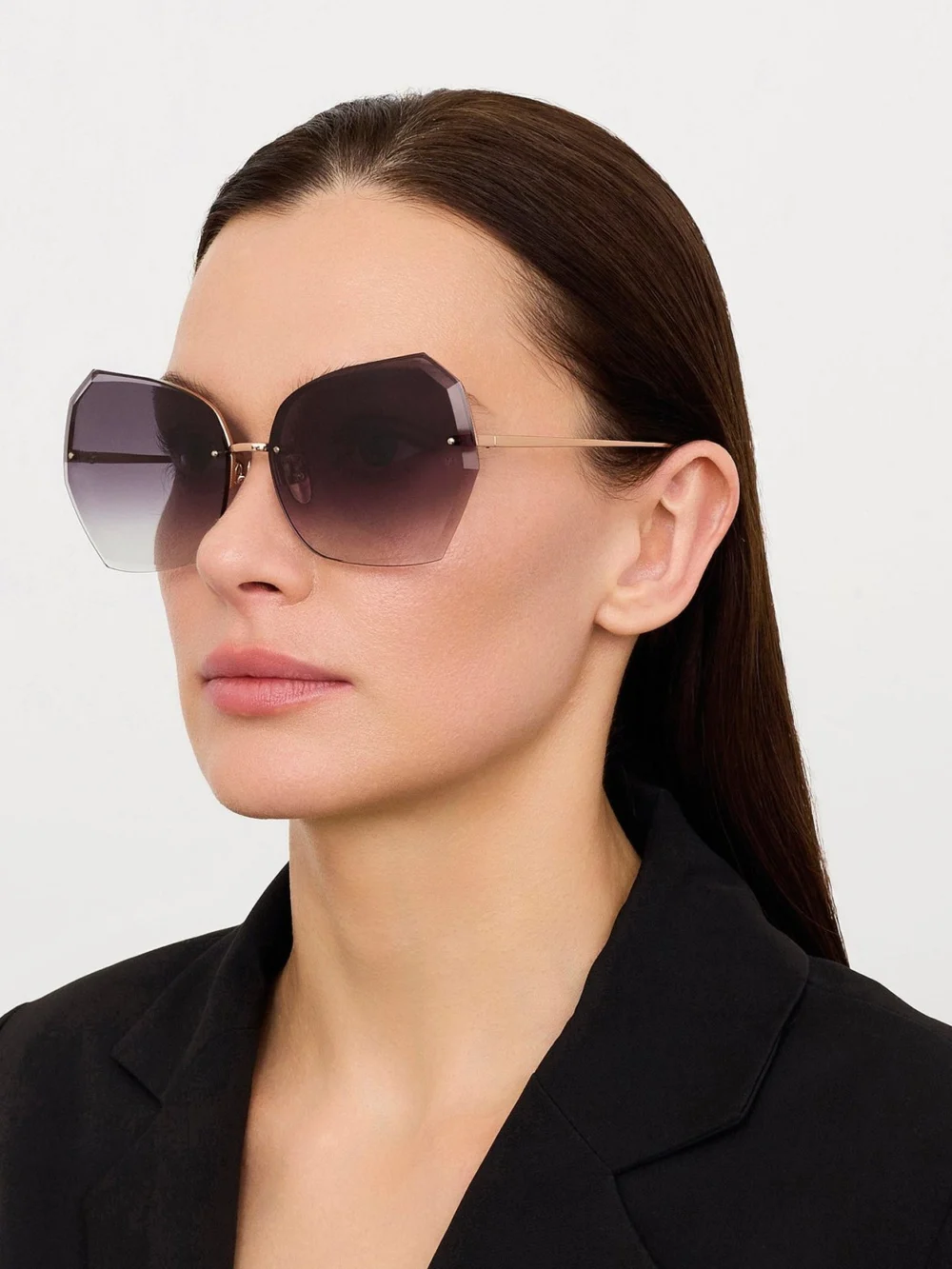 Linda Farrow Lila Sunglasses, 18k rose gold and grey, view 5