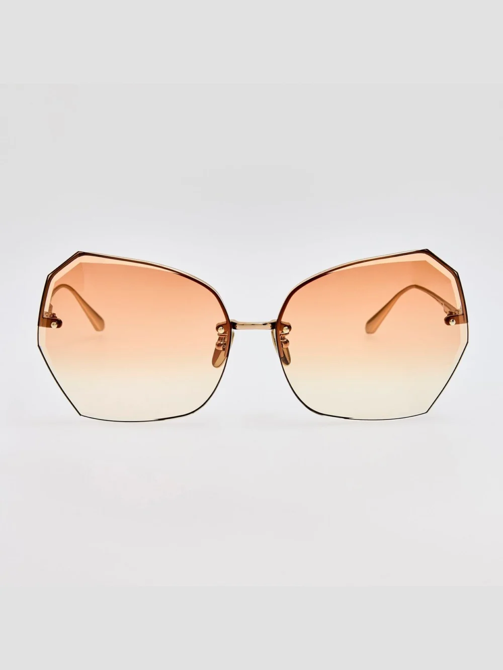 Linda Farrow Lila Sunglasses in 22k gold and camel