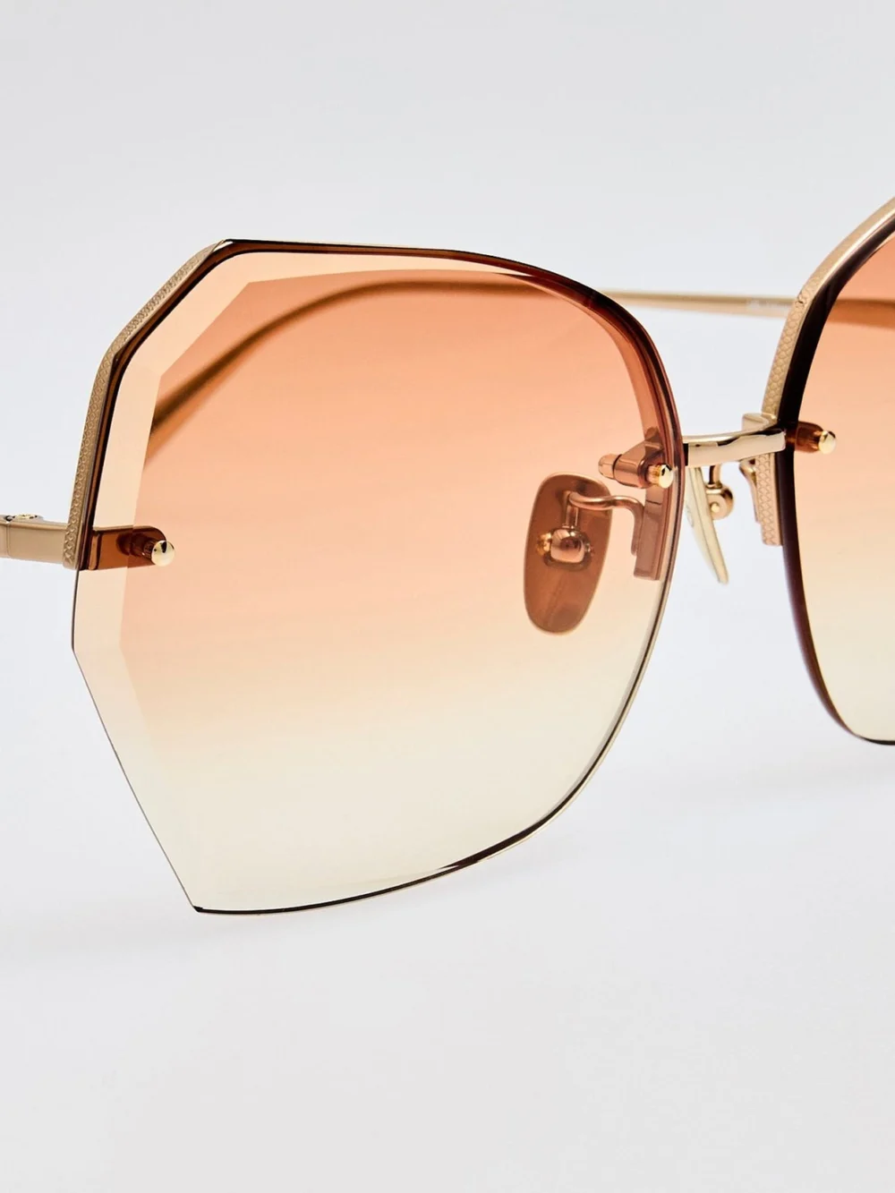 Linda Farrow Lila Sunglasses, 22k gold and camel, view 4