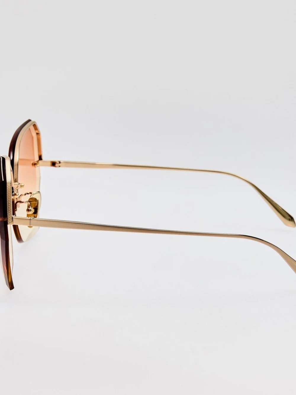 Linda Farrow Lila Sunglasses, 22k gold and camel, view 6