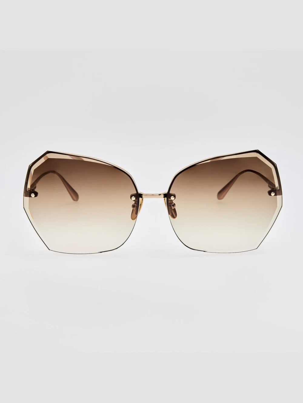 Linda Farrow Lila Sunglasses in 22k gold and mocha