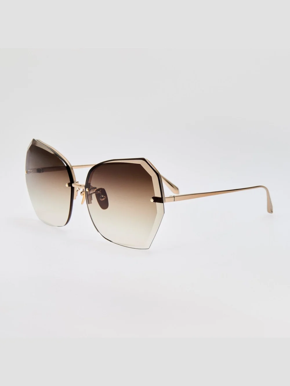 Linda Farrow Lila Sunglasses, 22k gold and mocha, view 2